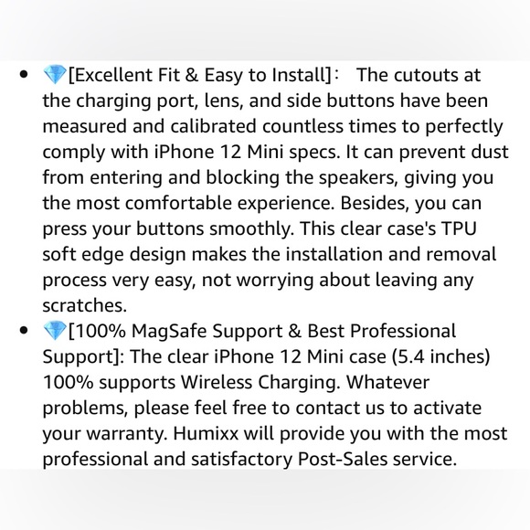 iPhone 12 Mini Case,Diamond Crystal Clear Case,Hard PC Back Soft TPU Bumper Slim - Picture 7 of 11